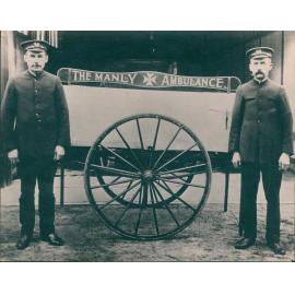 The first Manly ambulance with officers, Balgowlah Road, Manly, 1903