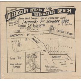 Queenscliff Heights and Freshwater Beach, Manly, 1909 - Re-Subdivision Plan