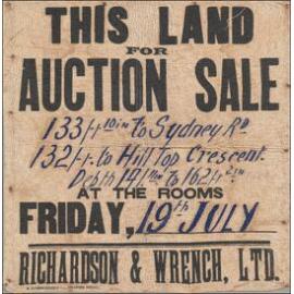 Land for Auction Sale, Manly, c1900s