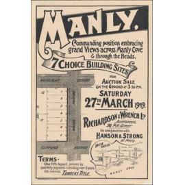 Manly, 7 choice buildings sites, 1909: Subdivision Plan
