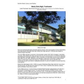 Manly Girls High, Freshwater