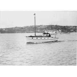 Isabel Letham being towed on an aqua plane on Rose Bay, c1915 to 1920
