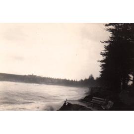 View south, showing the North Steyne sea wall damaged by a storm, Manly, 1950