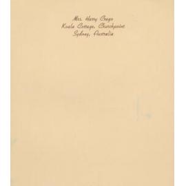 Mrs Harry Crago letterhead