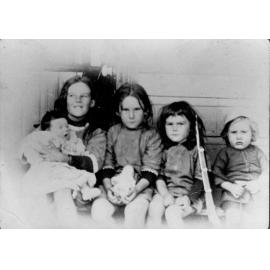 Five of the Randell family children outside Randell's store, Freshwater