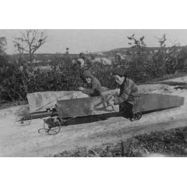 Two of the Randell Boys with billy carts, Waine Street, Freshwater