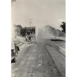 Alan Avenue jammed hydrant, Seaforth,1954