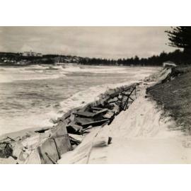 Collapsed seawall looking to North Steyne Pavilion, Manly, 25th May 1943