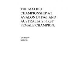 The Malibu Championships at Avalon in 1961 and Australia's first Female Surfing Champion