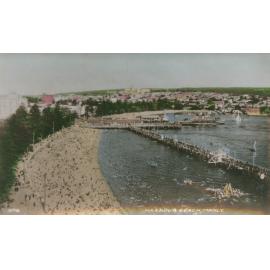 Hand coloured image of Manly Harbour Pool, Manly