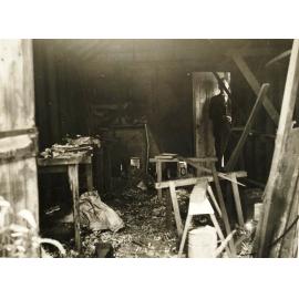 Interior Fussell's boatshed, North Harbour, Manly, 20th January 1938