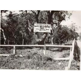Ivanhoe Park notice, Manly, February 1952