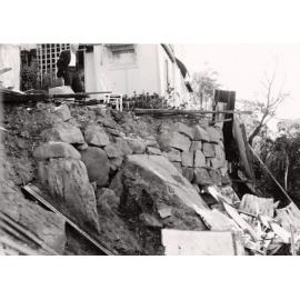 Landslip at Adams property, Seaforth Crescent, Seaforth, 30th August 1956