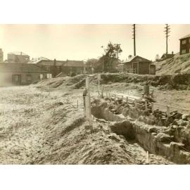 Little Manly Beach, ballast wall, Manly, July 1955