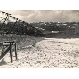 North Steyne Seawall and barbed wire, Manly, 25th May 1943
