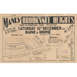 Manly Brookvale Heights Estate, Brookvale, 1910; Subdivision Plan