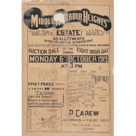Middle Harbour Heights Estate, Seaforth, 1919: Subdivision Plan
