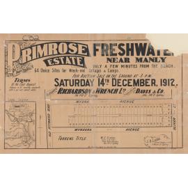 Primrose Estate, Freshwater, 1912: Subdivision Plan