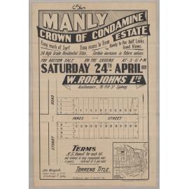 Crown of Condamine Estate, Manly Vale, 1920: Subdivision Plan