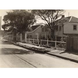 Pittwater Road with pipes, showing tramways, Manly, 14th August 1941