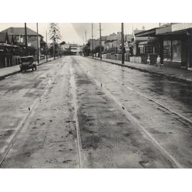 Pittwater Road streetview and ice cream sign, Manly, 27th April 1940