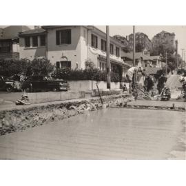 Reconstructing Sydney Road in concrete, Manly, February 1950