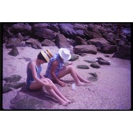 Collecting shells at Shelley Beach, Manly 1964
