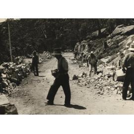Amiens Road construction site with work crew clearing rocks, Clontarf, 1937
