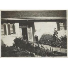 Frank and Mary Horton outside entrance to Jonah's Restaurant, Whale Beach