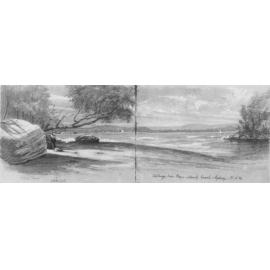Painting of Cabbage Tree Bay, Manly, 1869