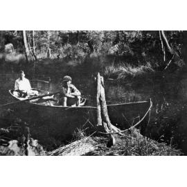 Walter Osborne and Iva Vaudrey boating Deep Creek Narrabeen