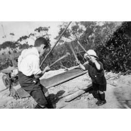 Osborne boys playing at home in 62 Alexander Street Collaroy