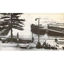 Manly Wharf, ferry Bellubera, statue, creamy ponies, 1911