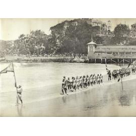 Surf carnival march past, Ocean Beach, Manly, c1930s