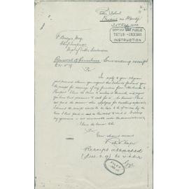 Letter from Robert Harper regarding the receipt for the removal of furniture, Newport, 1902