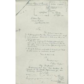 Letter from Robert Harper regarding White Ant Damage, Newport Public School , 1907