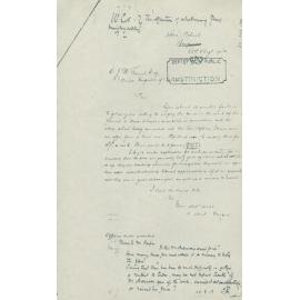Letter from Robert Harper to Charles Friend informing him of Mr Andersens offer, Newport, 1913