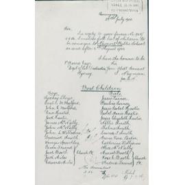 Letter from Isaac Newman to Peter Board regarding Boat Children, Palm Beach, 1906