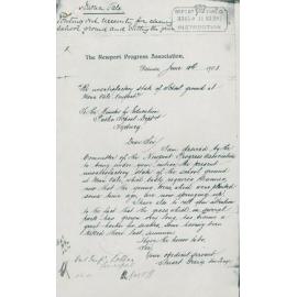 Letter from Stuart Greig to the Minister for Eduation regarding long grass, Newport, 1901