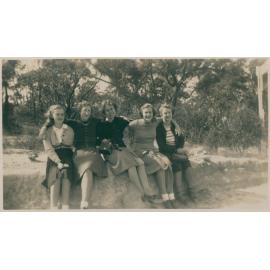 Five Women Sitting on A Rock, Narrabeen, 1943