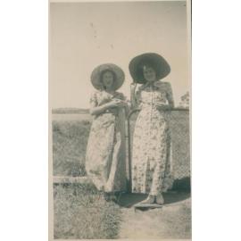 Two women in Sun Hats, Narrabeen, 1943