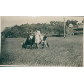 A woman with a cow, Narrabeen, 1943