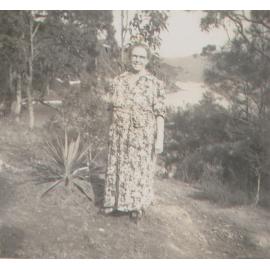 Nanna Gill standing with Pittwater Behind her, Scotland Island, c1960