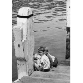 Three young boys at Manly Wharf, Manly, 1967-1973
