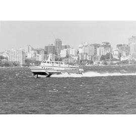 Fairlight hydrofoil makes it way across Sydney Harbour, Sydney, c1967-1973