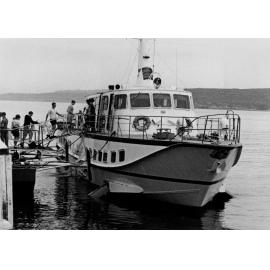 Passengers boarding the Fairlight Hydrofoil at Manly Wharf, Manly, c1967-1973