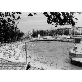 Crowds on the beach at Manly Pool, Manly, c1967-1973