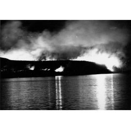 Fire on the headland at Dobroyd Head, Manly, c1967–1973