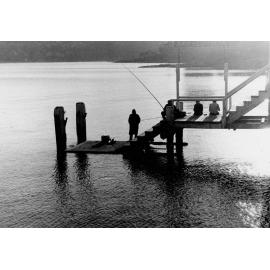 People fishing from the pier at Manly Wharf, Manly, c1967–1973