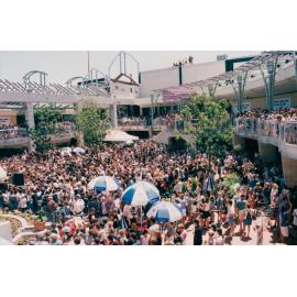 Crowd gathering for The Corrs at Warringah Mall, Brookvale, 1998